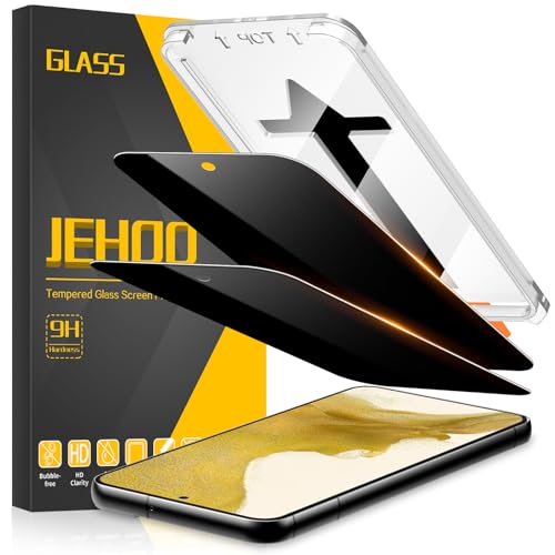 JEHOO [2 Pack] Privacy Screen Protector for Samsung Galaxy S22 Ultrasonic Fingerprint Support Auto-Alignment Frame Easiest to Installation Scratch-Resistant Bubble-Free
