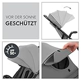 hauck Shop N Care, Grey - Kinderbuggy mit Liegefunktion ab Geburt bis 22 kg, Becherhalter und Snack Tablett, Klein Zusammenklappbar, UV Schutz 50+, XL Korb bis 3 kg
