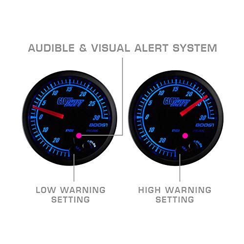 GlowShift Elite 10 Color 100 PSI Fuel Pressure Gauge Kit - includes Electronic Sensor - Black Dial - Tinted Lens - Peak Recall Function - for Car & Truck - 2-1/16" 52mm - Image 5