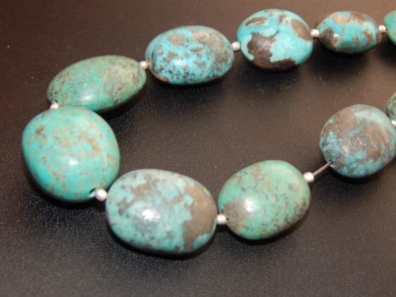 Perles de turquoise ovales lisses 10 pouces fil de pierre naturelle 11.9x18.2 mm