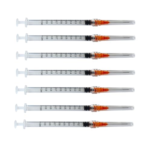 100 Pack 1mL (1cc) Disposable Sterilized Syringe, 25G X 1, Luer Lock Pyrogen Free, Latex Free