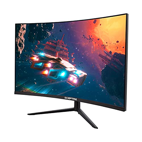 Sceptre 32 Inch Curved 2K Gaming Monitor Qhd 2560 X 1440 Up To 165Hz 144Hz 1Ms Hdr400 400 Lux Amd Freesync Premium, Height Adjustable Displayport Hdmi Build-In Speakers Machine Black (C325B-Qwd168) #TOP5