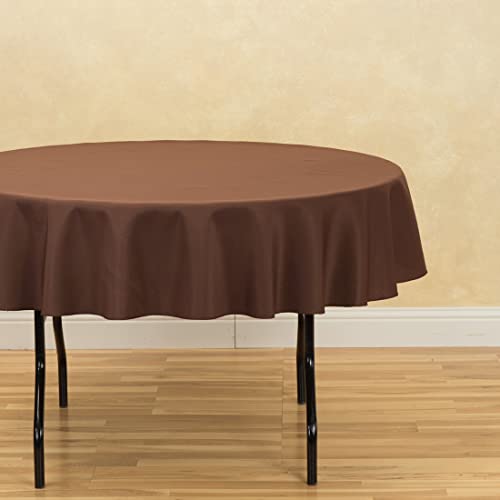Nappe ronde polyester chocolat haut de gamme LinenTablecloth - 4