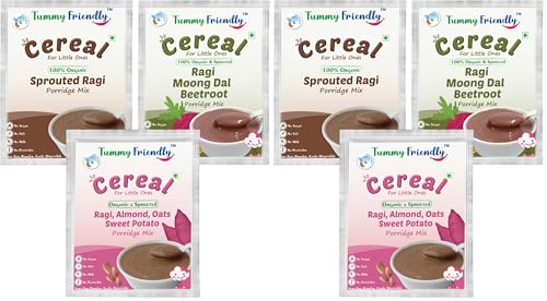 Image of TUMMY FRIENDLY Foods Certified Organic Ragi Porridge Mixes | Rich In Calcium, Fibre & Micro-Nutrients |6 Packs, 50G Each