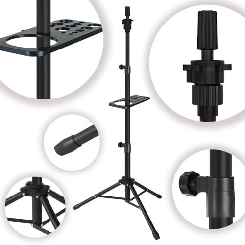 ZQIAN BEAUTY 50 Inch Metal Wig Stand, Adjustable Wig Head Stand, Mannequin Head Stand for Cosmetology Hairdressing, Wig Stand Tripod with Tool Tray (Black, Mannequin Head Not Included)
