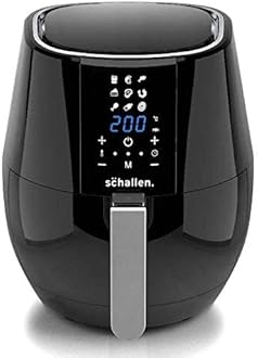 Schallen Modern Black Gloss Healthy Eating Low Fat Large 3.5L 1300-1500W Digital Display Air Fryer with 9 Cooking Settings and 30 Minute Timer (3.5L Air Fryer)