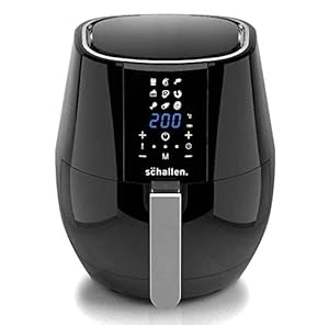 Schallen Modern Black Gloss Healthy Eating Low Fat Large 3.5L 1300-1500W Digital Display Air Fryer with 9 Cooking Settings and 30 Minute Timer (3.5L Air Fryer)
