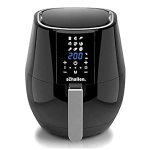 Schallen Modern Black Gloss Healthy Eating Low Fat Large 3.5L 1300-1500W Digital Display Air Fryer with 9 Cooking Settings and 30 Minute Timer (3.5L Air Fryer)