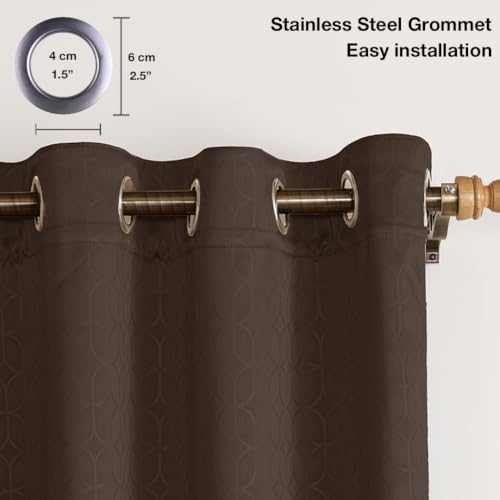 Image of HOMEMONDE 100% True Blackout Curtains 10 Feet Long Door - 1 Piece Curtain| Embossed Design | Light Block Thermal Insulated & Noise Reducing Room Darkening Curtains (Brown, 120Inch)