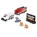 Matchbox Hitch & Haul Die-cast Vehicle Playset - Fire Rescue ~ 6 Piece Set ~ Hazmat Response Truck and Ambulance ~ Includes Firefighters, Billboard Sign and 2 Safety Barriers