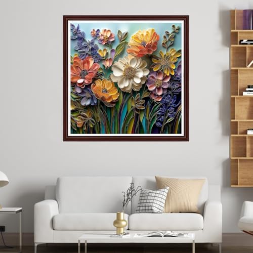 Image of Dooxvey Counted Cross Stitch Kits for Adults 11CT Printed Cross-Stitch Patterns Cross Stitching Embroidery Kit Stamped or Counted Needlepoint Kits-Beautiful Flowers 18x18 inch