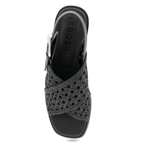 Aerosoles Women's Demi Heeled Slingback Sandal, Black Crochet/Black Faux Leather, 9M by Aerosoles - Used condition - Image 5