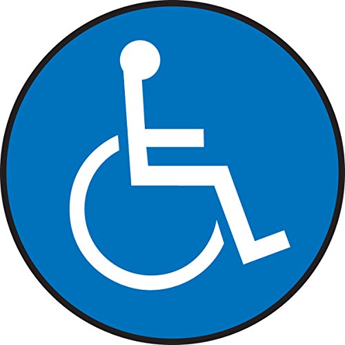 AccuformNMC Floor Sign Handicap with Wheelchair Symbol, 17" Diameter Non-Slip Adhesive Vinyl Handicap ADA Sign, Blue and White, Made in the USA, MFS2017