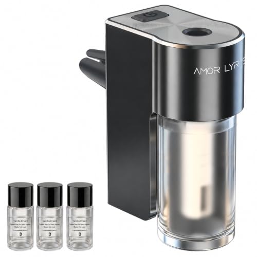 Image of Car Air Freshener Diffuser, Smart Car Vent Air Freshener, 3 Speed Adjustable, Rechargeable, Intelligent Auto On /Off, Long Lasting Fragrance, 3 x 10ml Essential Oils, Vanilla Cream