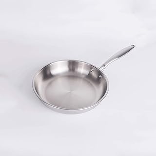 XJJZS 304 en Acier Inoxydable Trois Couches d'acier Wok de Nouilles Pan Cuisinière au gaz Universel à Fond Plat Steak Frying Pan Uncoated