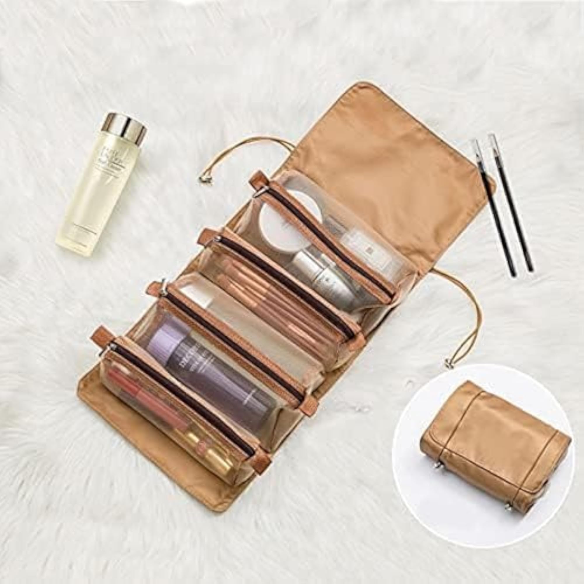 Travel Toiletry Organizer Bag, Hanging Roll-Up Design