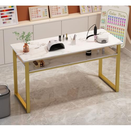 TVT マニキュアテーブル ネイル サロン デスク ネイルアートテーブル ネイルメイク作業台 大理石のテクスチャ 収納引き出し付き 家庭用 勉強デスク/食事/オフィス/サロンなどに適しています (120cm,A)