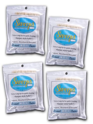 Sweeps XL High-Density Cotton Swabs, 200 count (4 packs of 50). Organic, medical grade cotton and bamboo. Chemical free.