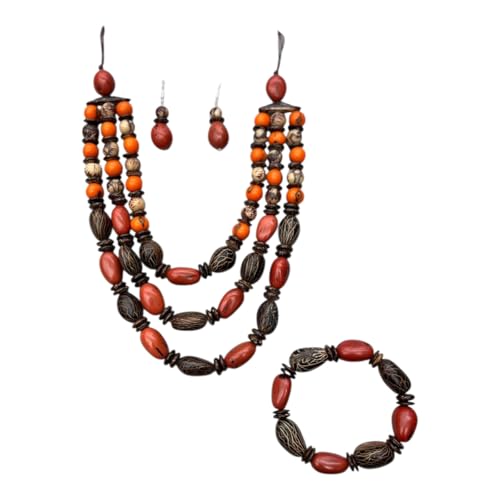 Tagua Handmade Necklace for Women Natural Vegetable Ivory Jewelry, Lightweight Boho Style, Artisan Made in Ecuador(Orange)