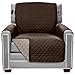 Sofa Shield Original Patent Pending Reversible Chair Protector for Seat Width up to 23 Inch, Furniture Slipcover, 2 Inch Strap, Chairs Slip Cover Throw for Pets, Dogs, Cats, Armchair, Chocolate Beige