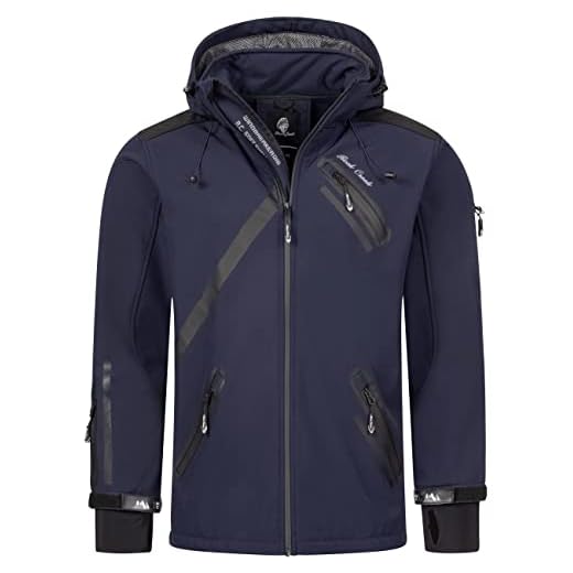 Rock Creek Softshell-jacka för män, utomhus, regnjacka H-127, marinblå, 3XL