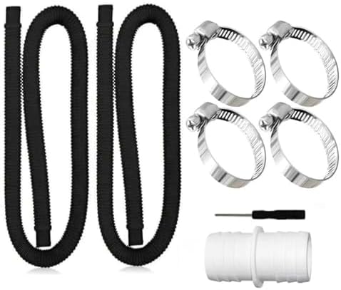 TUIBEIDAMAI Poolschlauch 32mm für Poolpumpen,2 Stück Schlauch pool 150cm mit 4 Stück Sicherungsclip Und 1 Stück schlauchverbinder, Schwimmbadschlauch 32mm,Für Filterpumpe und Schwi