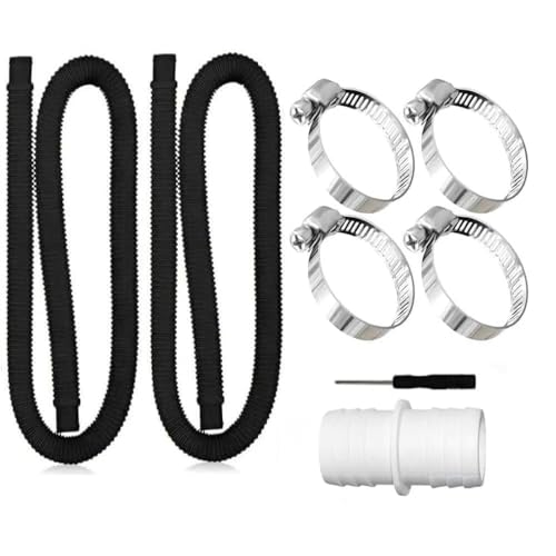 TUIBEIDAMAI Poolschlauch 32mm für Poolpumpen,2 Stück Schlauch pool 150cm mit 4 Stück Sicherungsclip Und 1 Stück schlauchverbinder, Schwimmbadschlauch 32mm,Für Filterpumpe und Schwimmbad