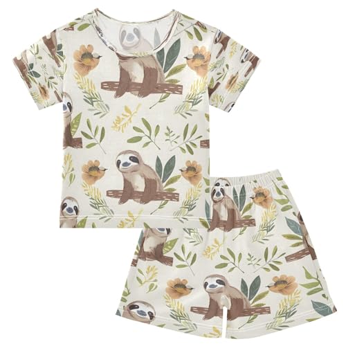 senya Short Sleeve Pajamas Sets Summer Cotton Sleepwear Cartoon Cute Sloth
