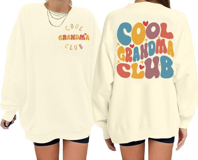 AMWIPE Grandma Sweatshirts for Women Cool Grandma Club Shirt Funny Grandmother Gifts Crewneck Long Sleeve Pullover Tops