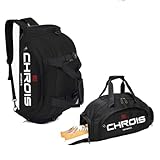 CHROIS Large Capacity Weekender Travel Duffel Bag – Water Resistent Oxford Gym Bag for Women & Men, Fashion Travel Backpack, Carry-On Overnight Bag, Red and Black (Black)