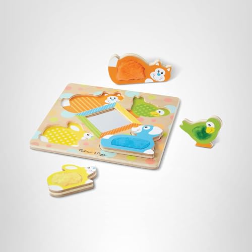 Melissa & Doug First Play Peek-a-Boo Pets Wooden Touch and Feel Puzzle with Mirror Mirror Toy for Babies and Toddlers, Sensory Toy Puzzle - Image 10