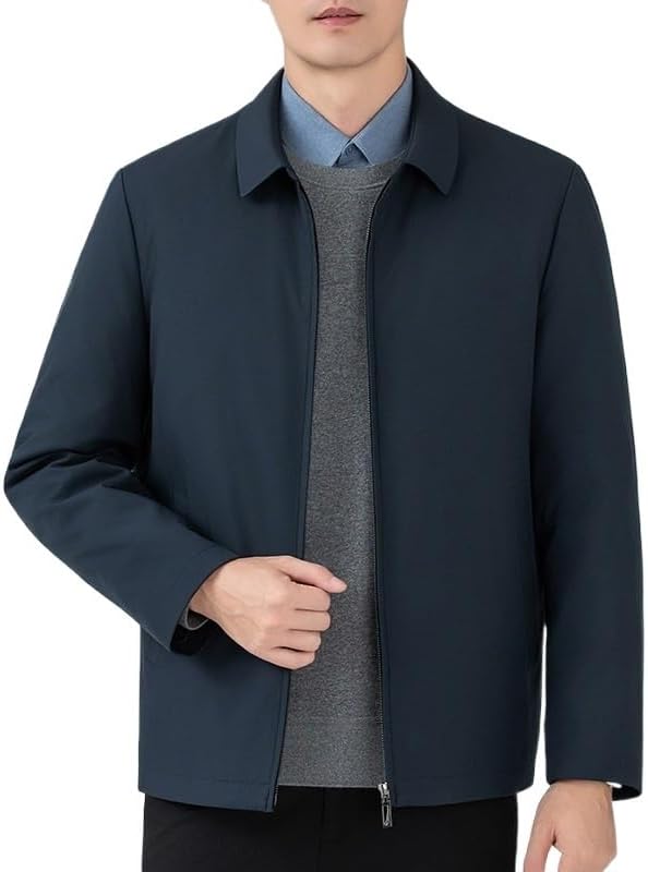 Mens Turn‑Down Collar Down Jacket Autumn Winter Business Casual Removable Liner Puffer Jackets Coat