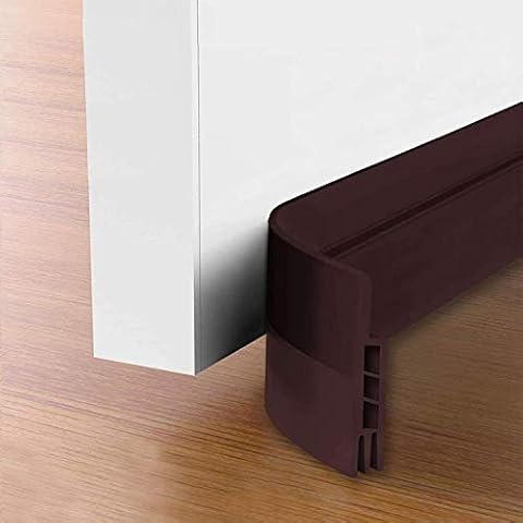 Door Bottom Seal Weather Stripping, Dioxide Adhesive Door Bottom Sweep Soundproof Door Kit, Frameless Silicone Door Draft Stopper for Doors& Windows, Soft Rubber Door Strips to Seal Door Cracks-Brown Cover