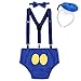 IWEMEK Baby 1. / 2./ 3. Geburtstag Kostüm Jungen Mädchen Donald Duck Karneval Cospaly Outfit Hosenträger Hosen mit Fliege Stirnband 3pcs / 4pcs Bekleidungssets Fotoshooting Cartoon 00 12-18 Monate