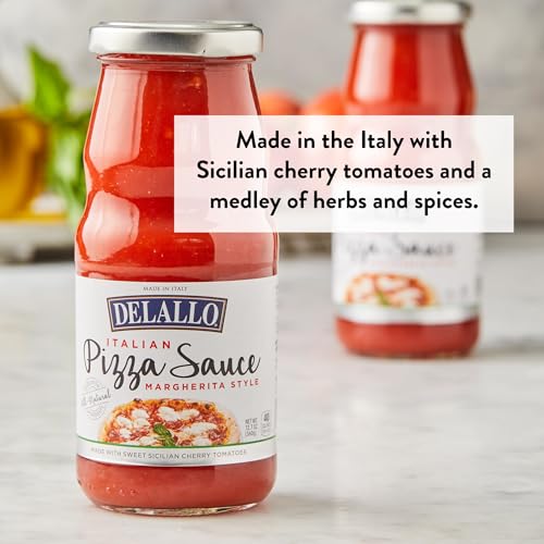 DeLallo Cherry Tomato Pizza Sauce, 12.7 oz. Jar, (4-Pack), Made in Italy, All Natural, Margherita-Style