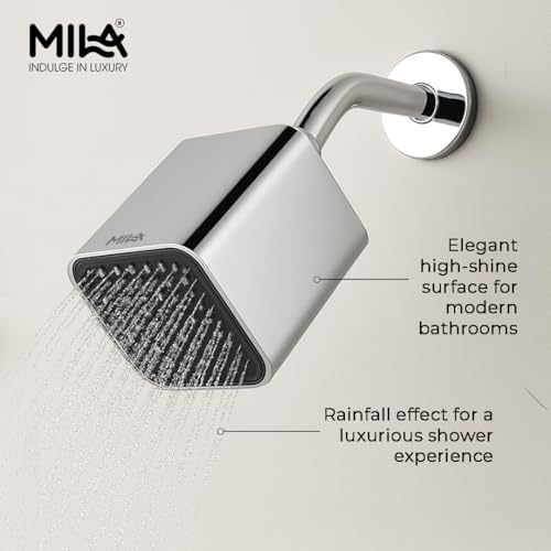 Image of Mila Orbix ABS Wall Mounted Square Shower Head | Modern Black Finish with Wide Full Spray & Even Water Flow | Rust & Corrosion Resistant Bathroom Accessory