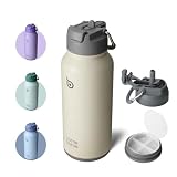 BOTTLE BOTTLE 水筒 850ml 保冷保温 二重構造 ステンレス 魔法瓶 ストロー付き 直飲み 2WAY蓋 底部収納 漏れ防止 持ち運び 食洗機対応 スポーツ アウトドア グレー