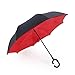 Double Layer Inverted Umbrella Windproof UV Protection Reverse folding Cars Reversible Umbrella by MY’S (Great Red)