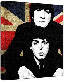John Lennon Paul Mccartney - Pop Art Print (Union Jack Background) - 60 x 50 x 1.8 cm Deep Box Canvas