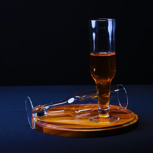 Image of Melbify Inverted Beer Bottle Glass | Set of 2 | 300 ml| Unique & Stylish | Perfect for Craft Beer | Tall Beer Glass | Exclusive | Quirky| Premium | Imported