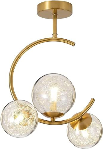 Plafonnier style Mid-Century en verre et métal finition premium