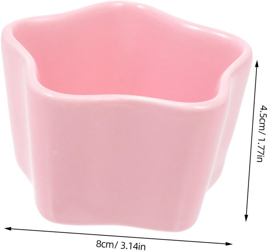 Outanaya 2pcs Hamster Ceramic Food Bowls Chew-Resistant Small Animal Feeding Dishes Non-Spill Porcelain Bowls for Hamsters and Dwarf Lucky Star Heart Shape