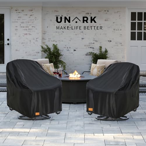 UNARK Outdoor Swivel Chair Covers Waterproof 2 Pack, Outdoor Chair Covers Patio Furniture Cover for Deck Patio Swivel Chair Heavy Duty, 33 W x 35 D x 36 H inches,Black by UNARK - Image 6
