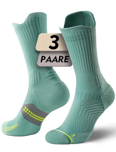 Juclise Bambus Kompression Laufsocken Damen Wandersocken | Atmungsaktives Anti-Blasen Sportsocken COOLMAX leitet Feuchtigkeit ab, verhindert Blasen, trockenes Fußklima