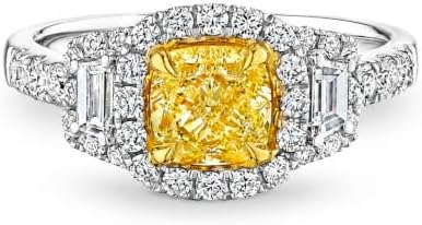 Northwick 2.08 Carat Fancy Yellow Cushion Cut Halo Diamond Ring