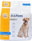 Arm & Hammer for Pets Disposable Female Dog Diapers with Odor Control and Wetness Indicator, Leak Resistant Dog Diapers for Incontinence and Heat Cycles, Size Large 18–23 in Waist, 12 Count