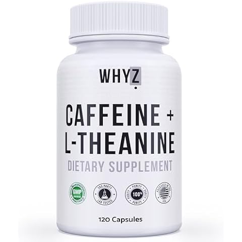 WHYZ Caffeine Pills with L-Theanine, 120 Capsules, Nootropic Stack Energy Pills, Energy Vitamins for Sustained Energy Focus & Cognitive Function, L Theanine Caffeine Energy Supplements for Women & Men Cover
