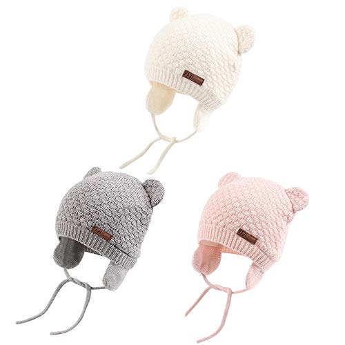 Image of XIAOHAWANG Baby Hat Cute Bear Toddler Earflap Beanie Warm for Fall Winter