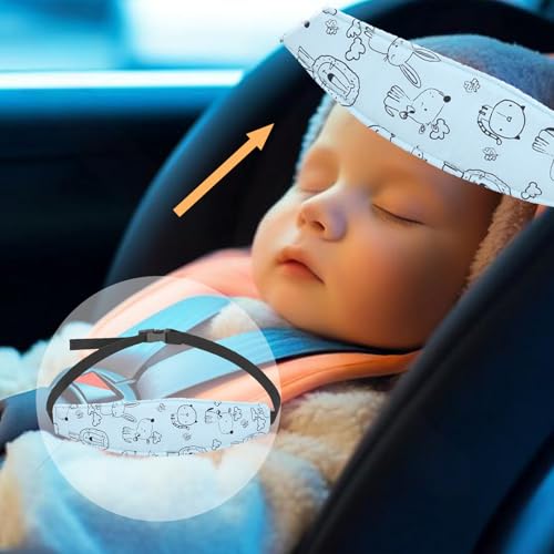 2 Stück Kopfhalterung Kindersitz,Kopfhalter Auto Schlaf Kind,Baby-Fallschutz-KopfstüTze,Baby Schlafen Schlafkissen Car Headrest,Comfy Kopfgurt,für Coche Kinder KopfstüTze Befestigungshalterung Band