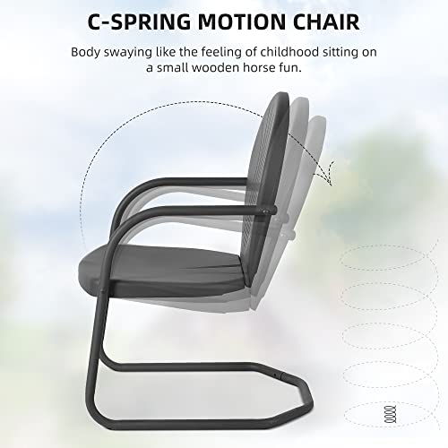 Purple Leaf Retro Metal Outdoor Chairs C-Spring Motion Patio Chair Set Of 2 Garden Outdoor Bistro Chairs For Pool Lawn Backyard, Gray #TOP4